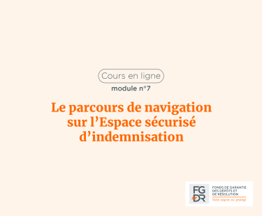 Le parcours de navigation sur l'Espace sécurisé d'indémnisation